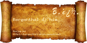Bergenthal Áhim névjegykártya